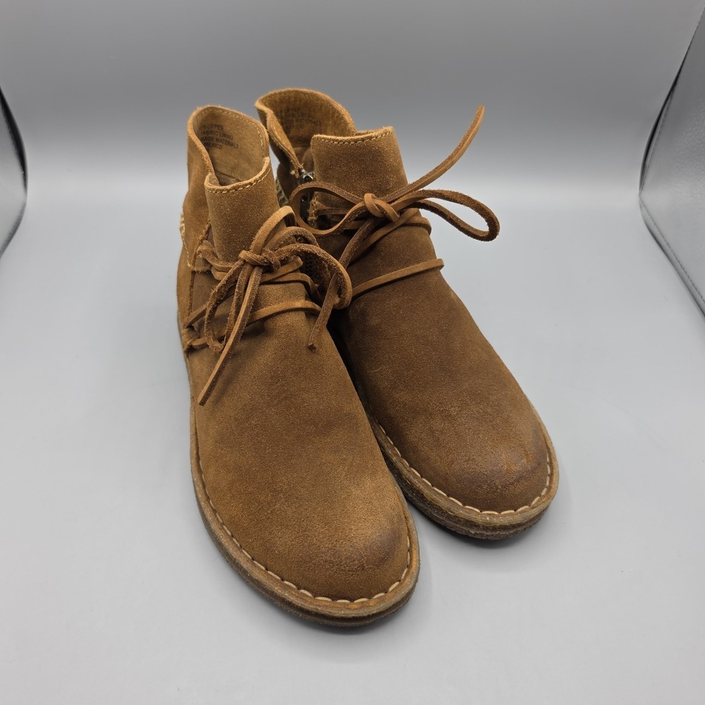 Born Calyn Ankle Boots Womens 6.5 Brown Leather Suede Distressed Booties Comfort